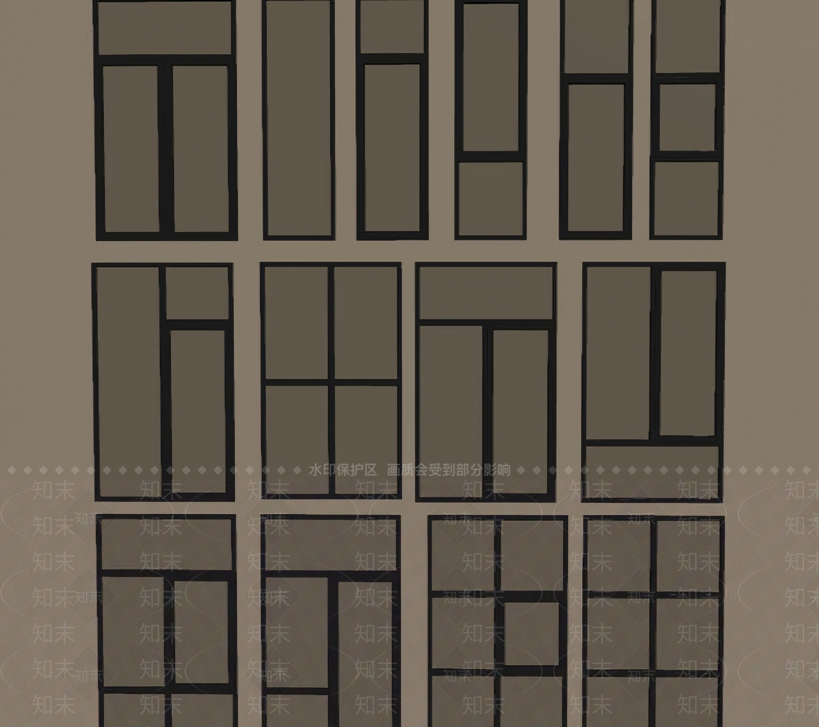 现代简约窗户组合SU模型下载【ID:1234378069】