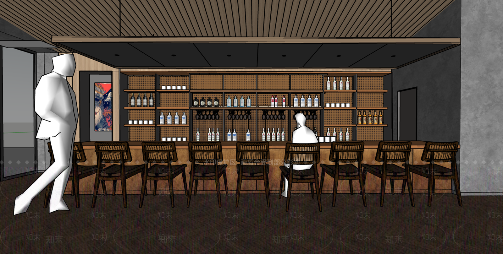 现代酒吧SU模型下载【ID:1234378644】