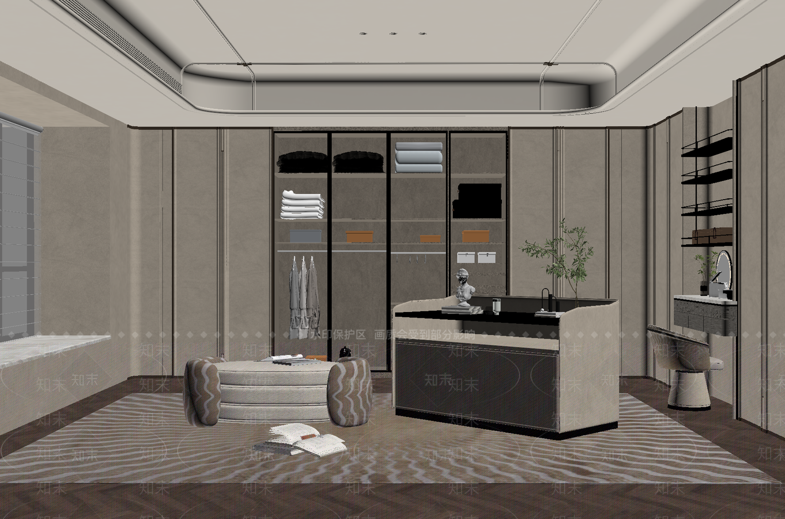 轻奢衣帽间SU模型下载【ID:1234379554】