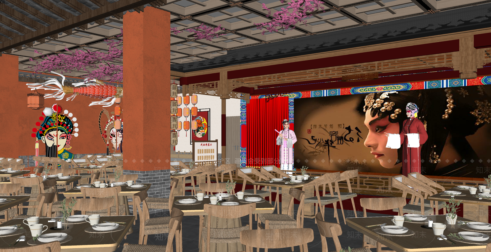 新中式中餐厅SU模型下载【ID:1234381821】
