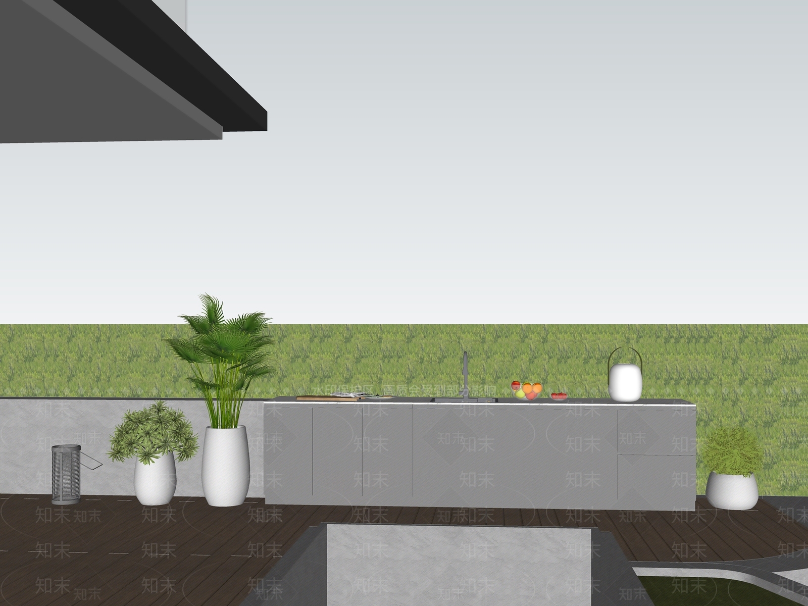 现代简约屋顶花园SU模型下载【ID:1234382145】