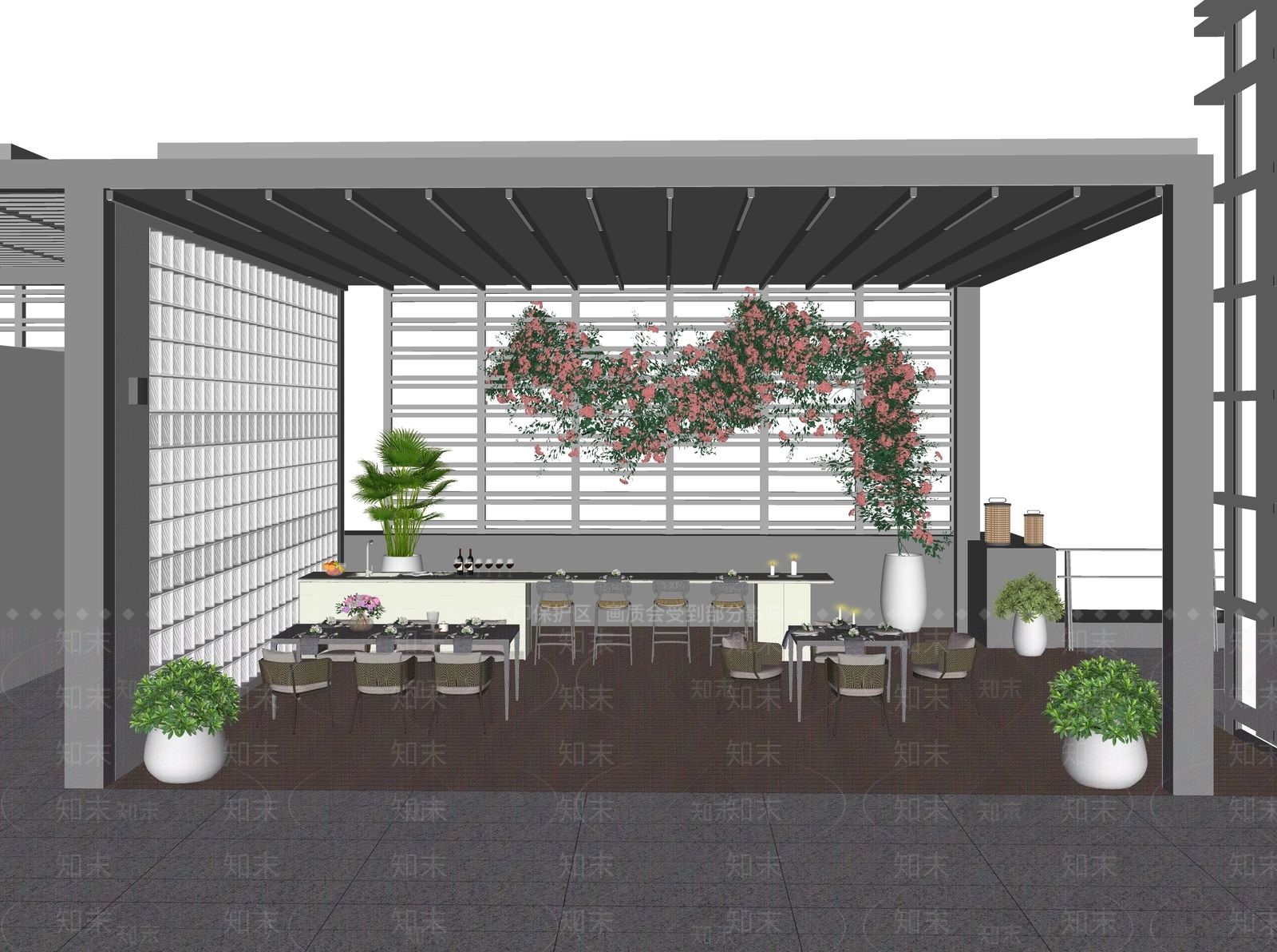 现代简约商业外摆SU模型下载【ID:1234382481】