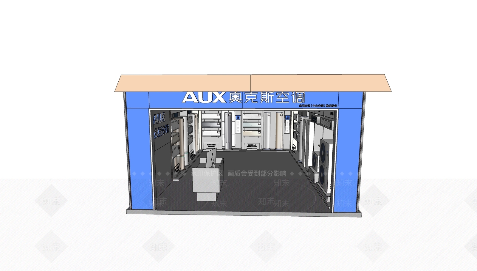 现代简约家电展厅SU模型下载【ID:1234383314】
