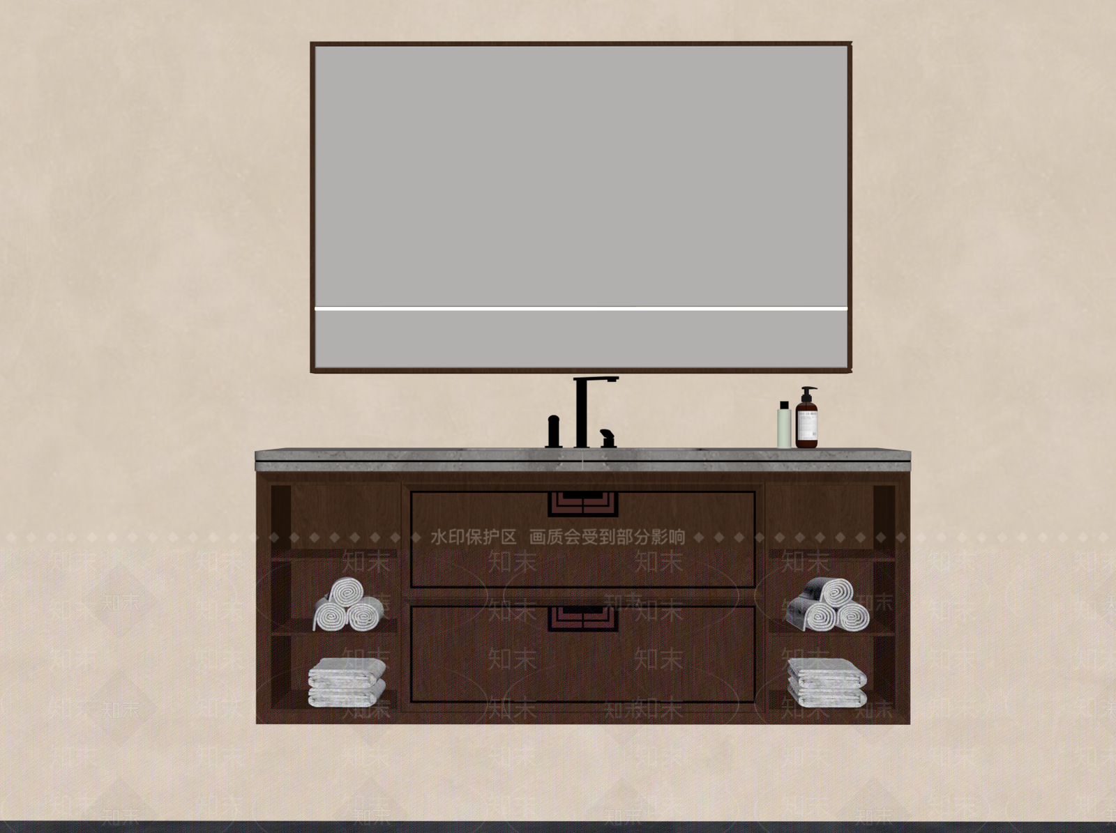 新中式浴室柜SU模型下载【ID:1234384489】
