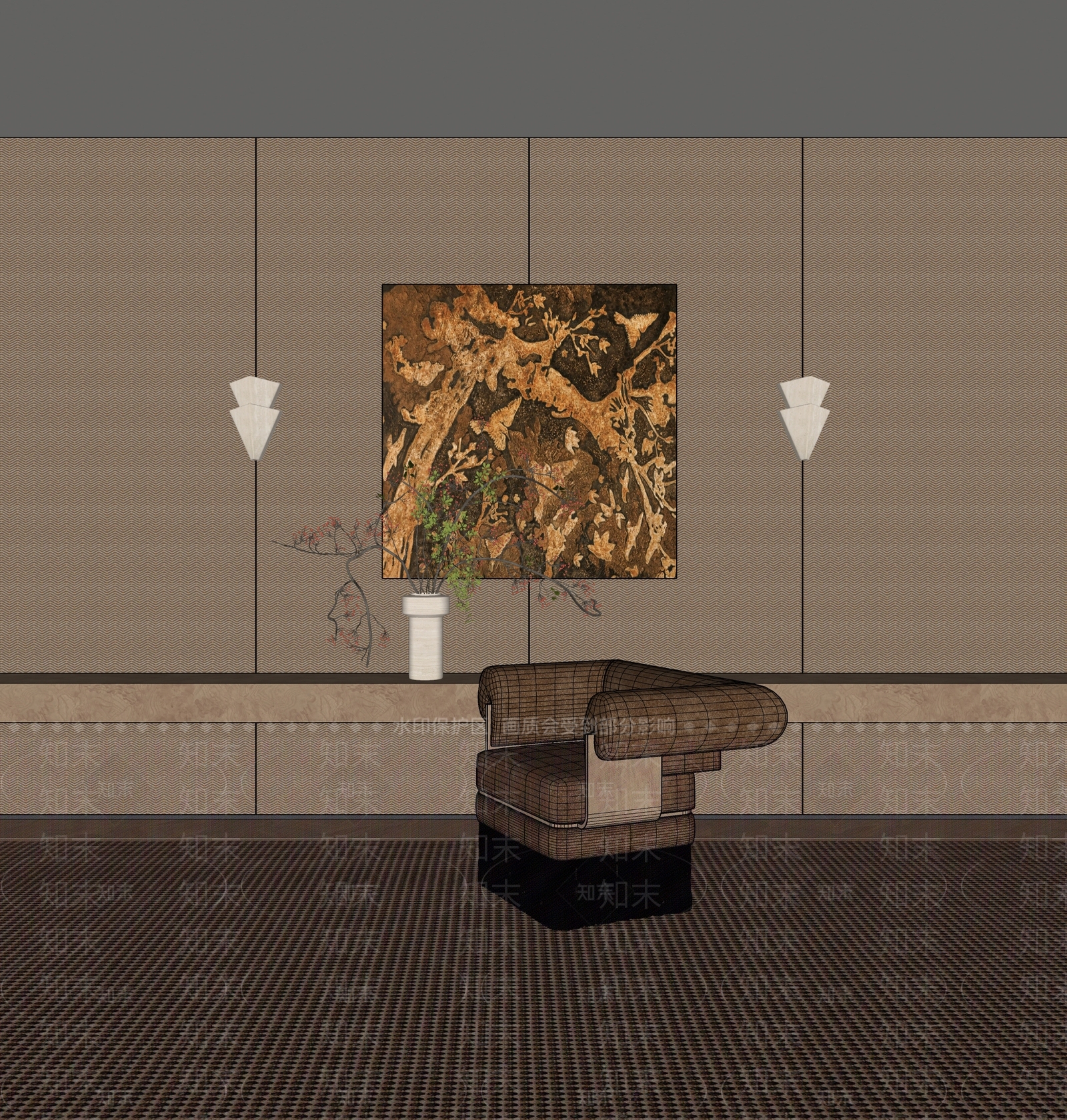 中古风家居客厅SU模型下载【ID:1234385425】