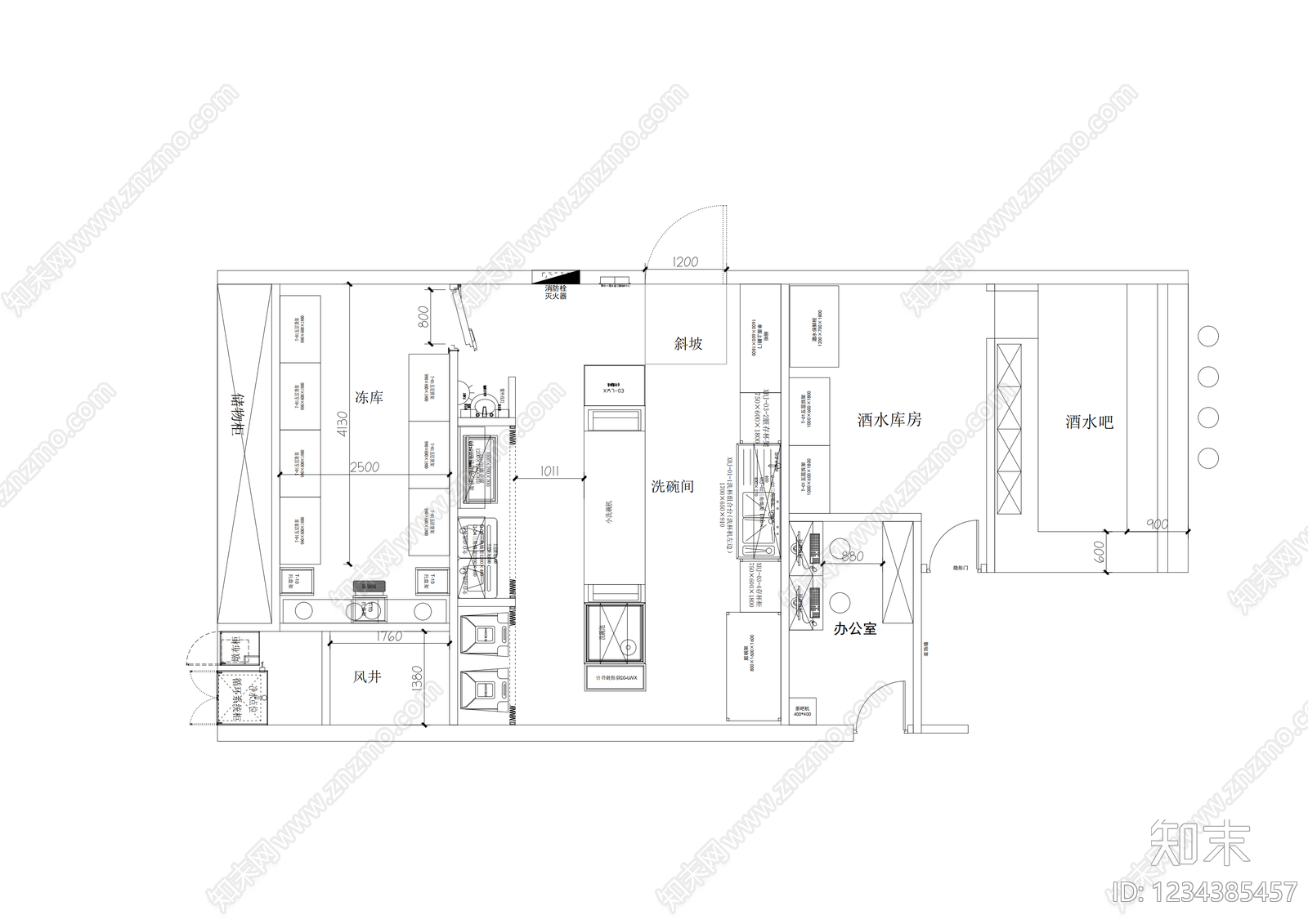 后厨cad施工图下载【ID:1234385457】