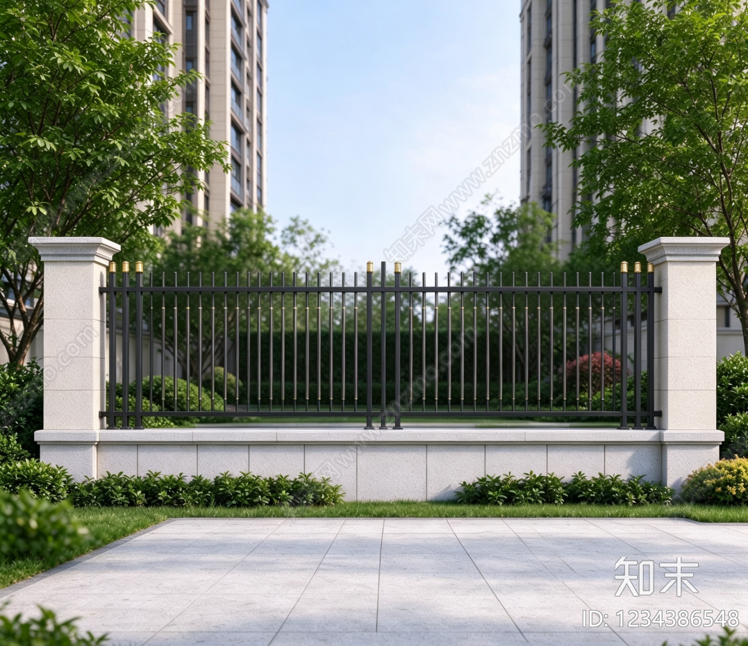 围墙cad施工图下载【ID:1234386548】