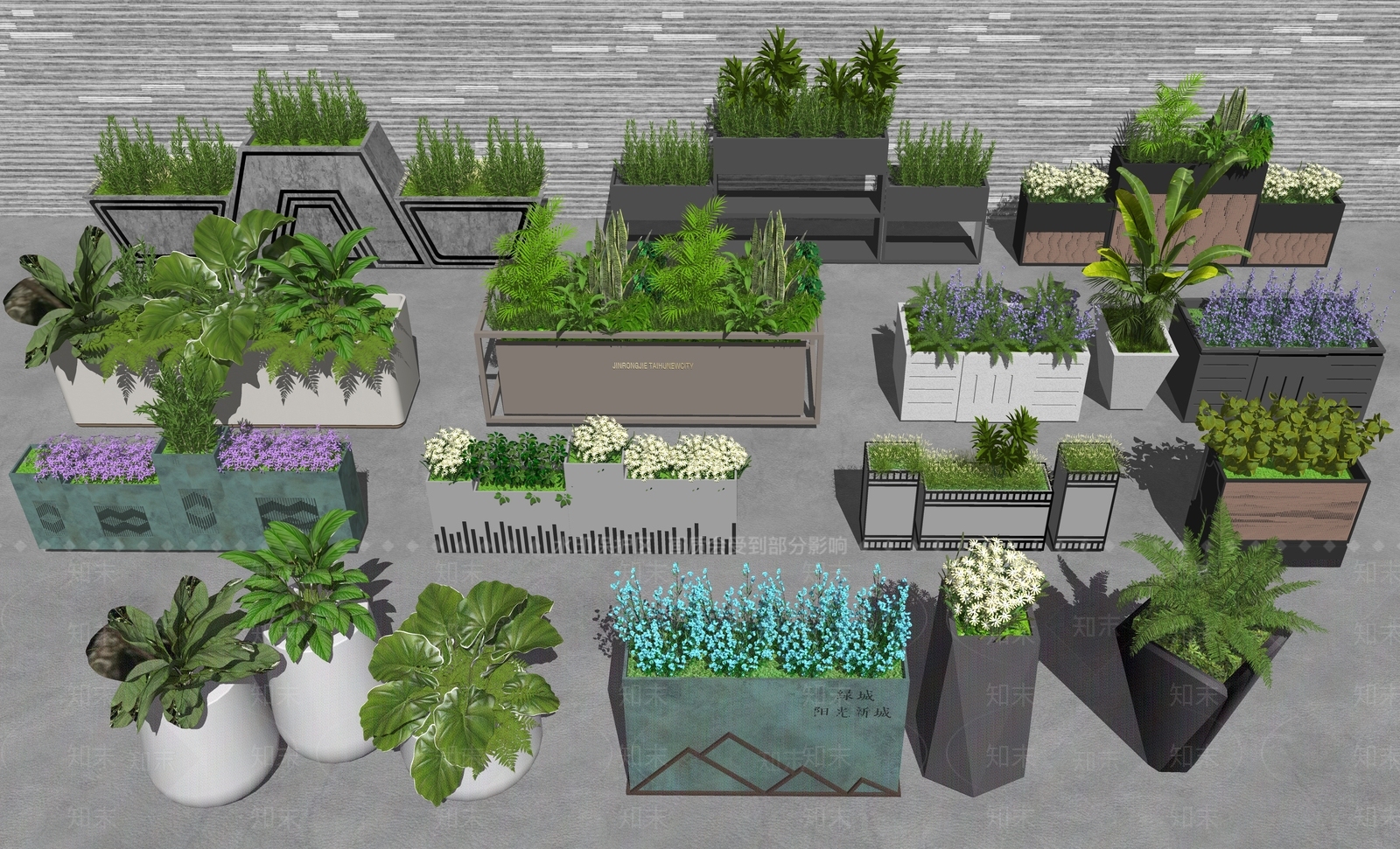 现代植物组合SU模型下载【ID:1234386642】