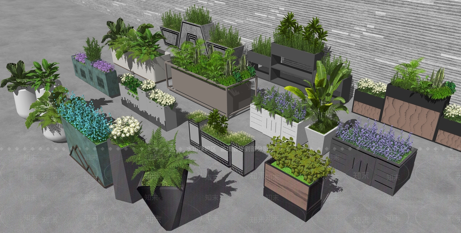 现代植物组合SU模型下载【ID:1234386642】