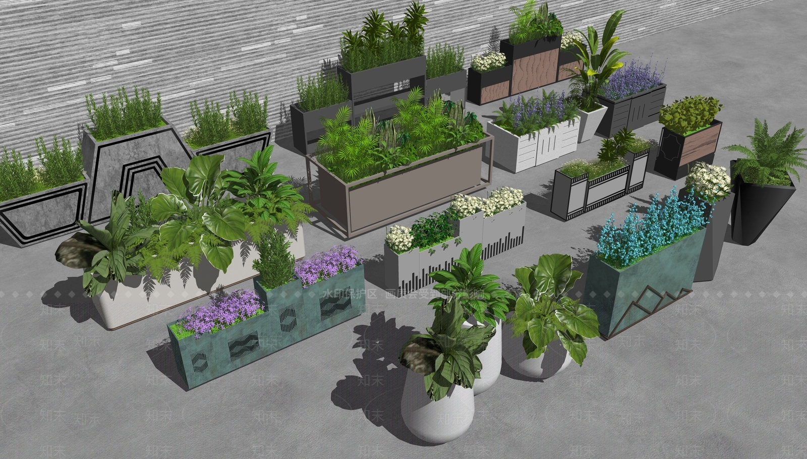 现代植物组合SU模型下载【ID:1234386642】