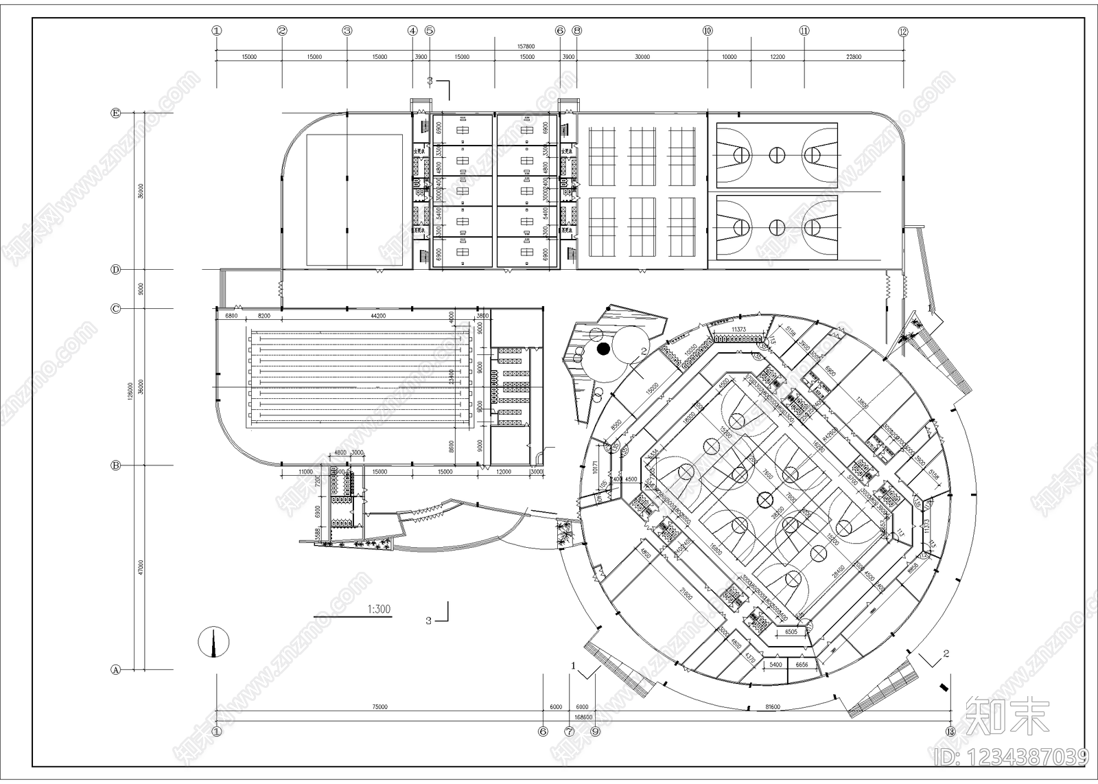 学校建筑cad施工图下载【ID:1234387039】