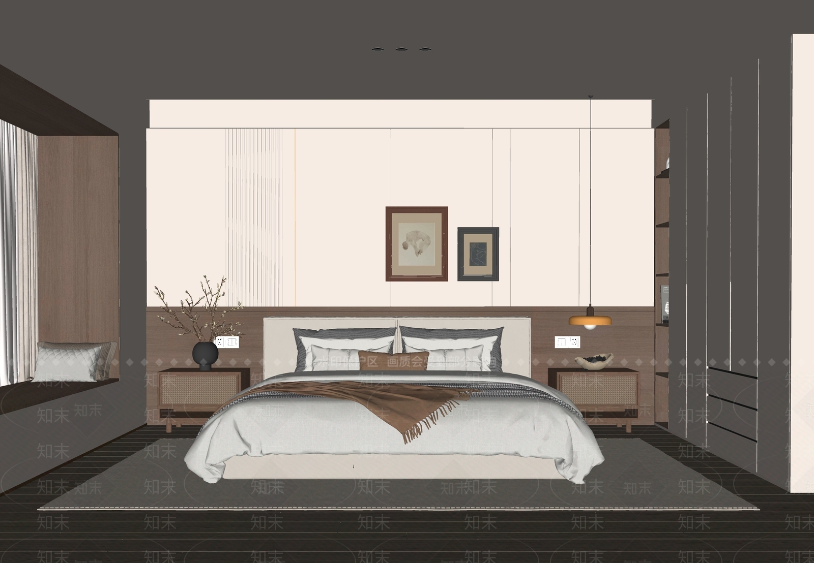 中古风主卧SU模型下载【ID:1234392086】