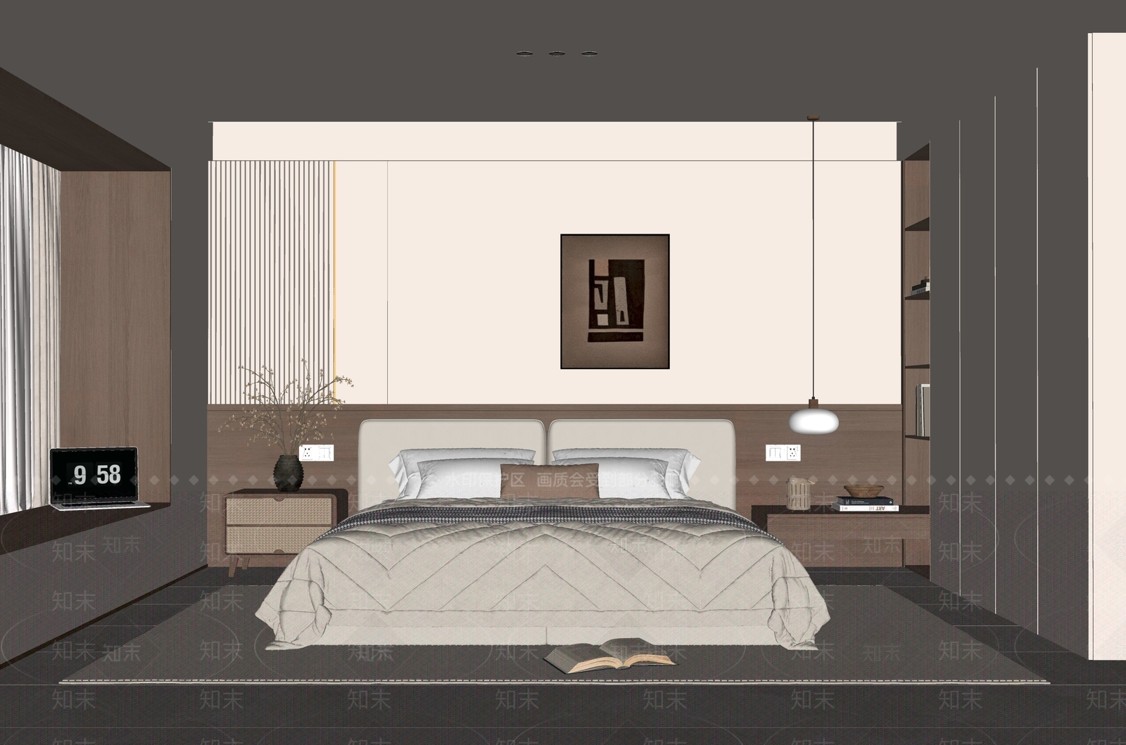 中古风主卧SU模型下载【ID:1234392236】