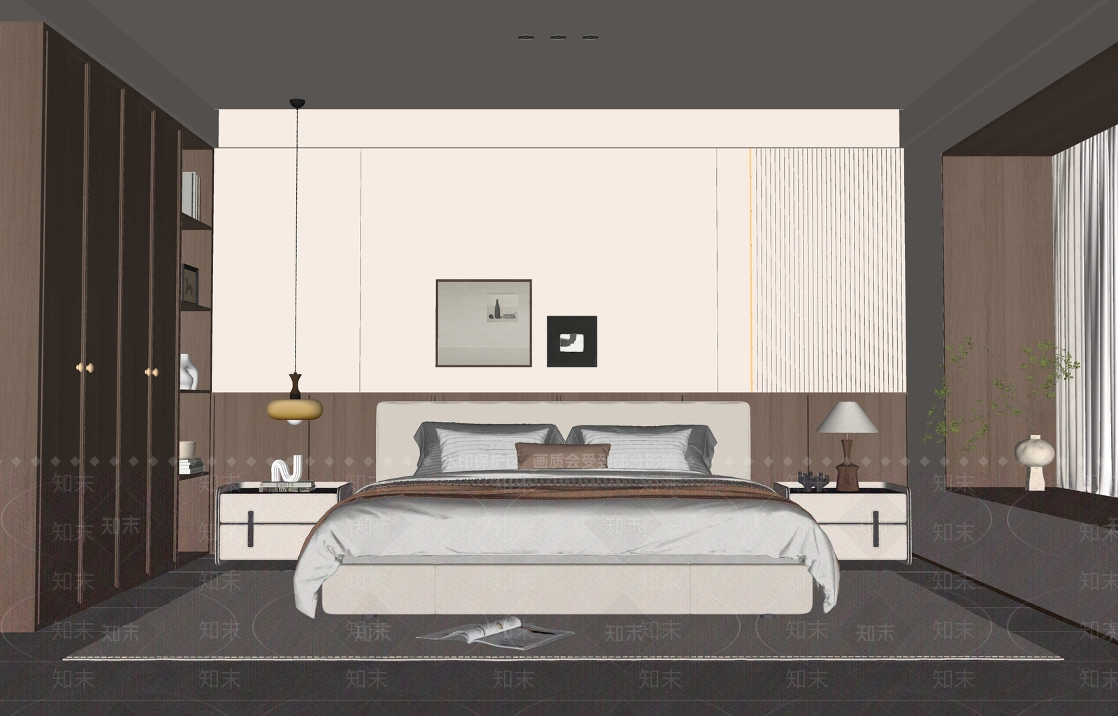中古风主卧SU模型下载【ID:1234392674】