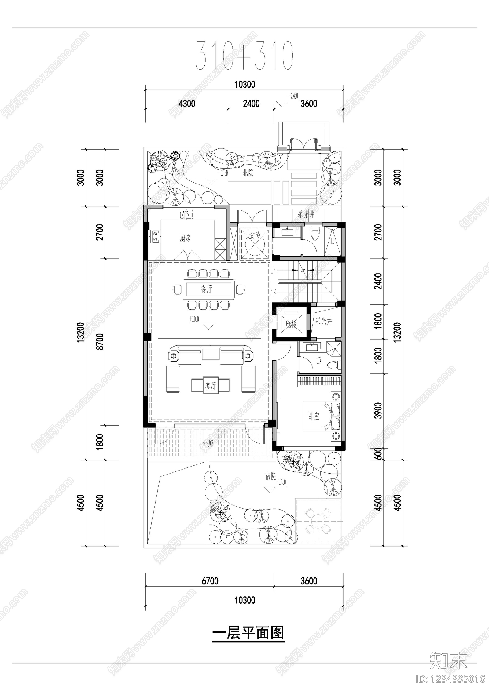 别墅建筑cad施工图下载【ID:1234395016】