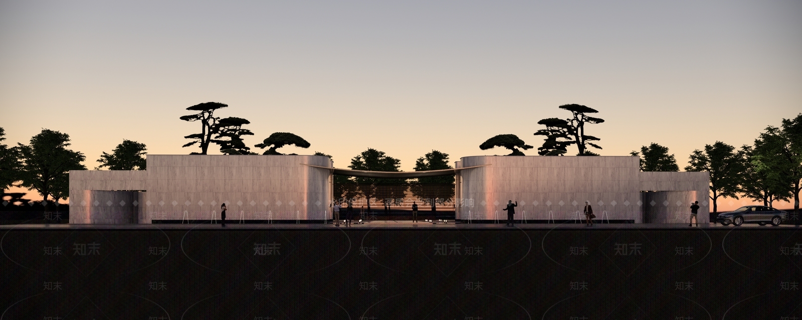 新中式景观入口大门SU模型下载【ID:1234396211】