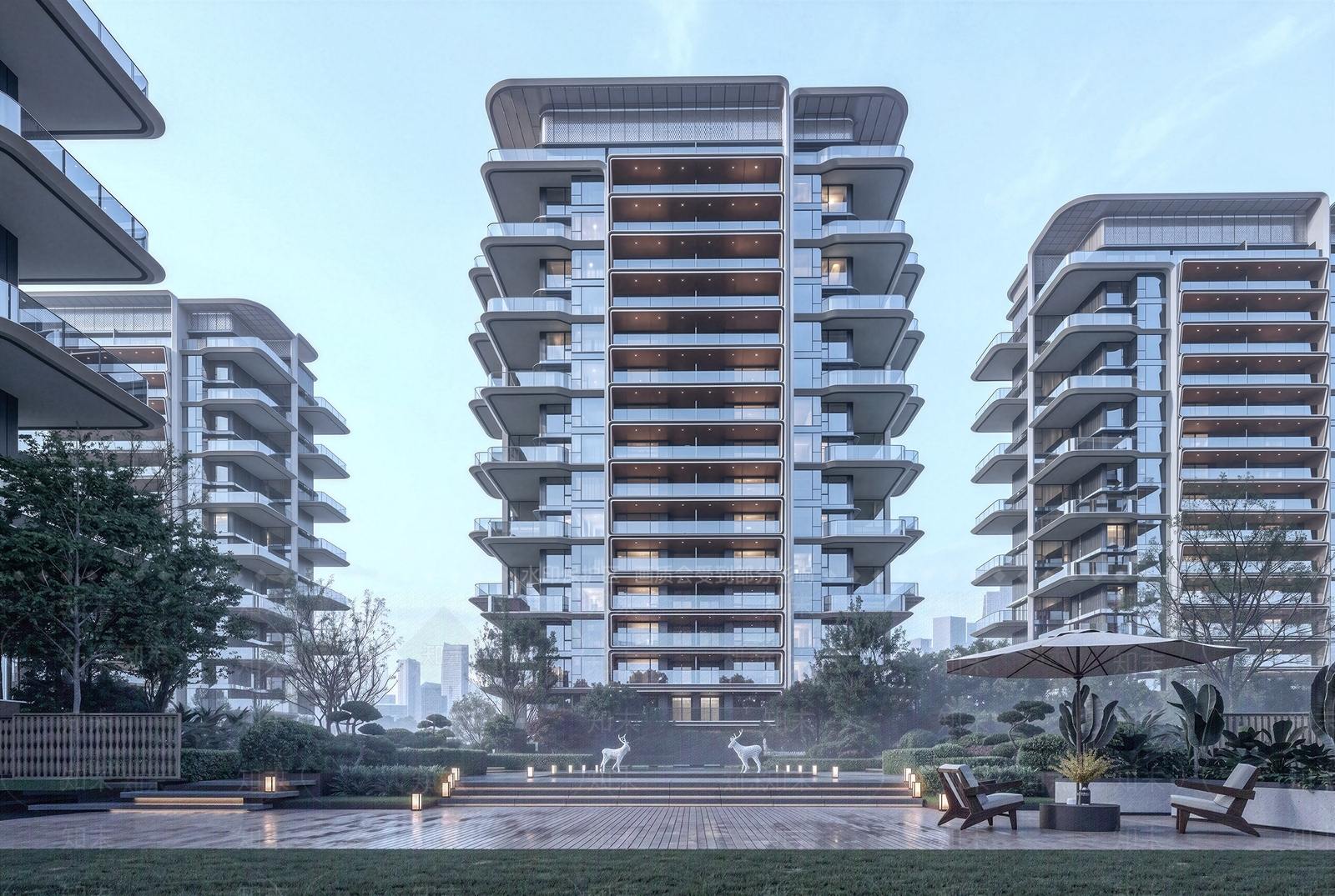 现代小区建筑SU模型下载【ID:1234402779】