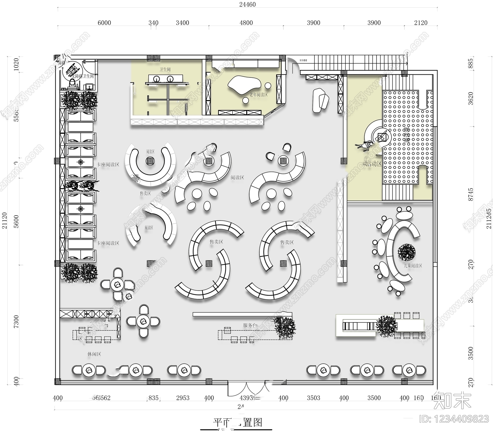 书店cad施工图下载【ID:1234409823】