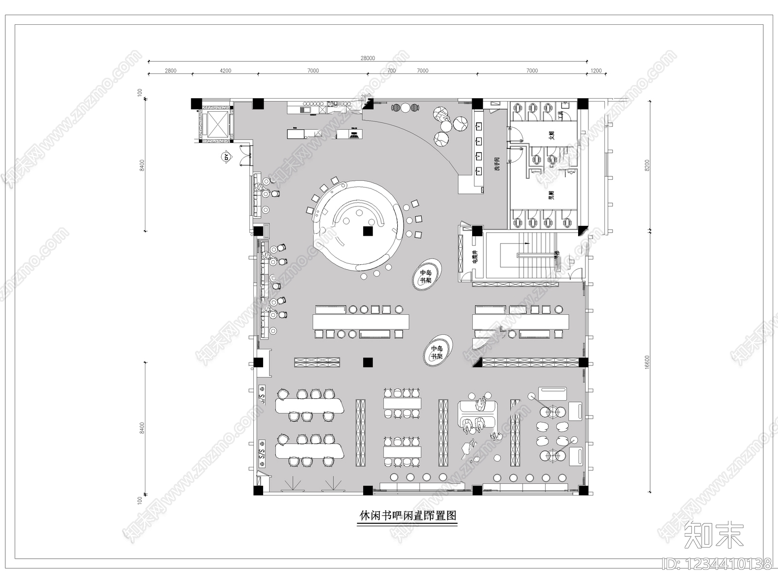 书店cad施工图下载【ID:1234410138】