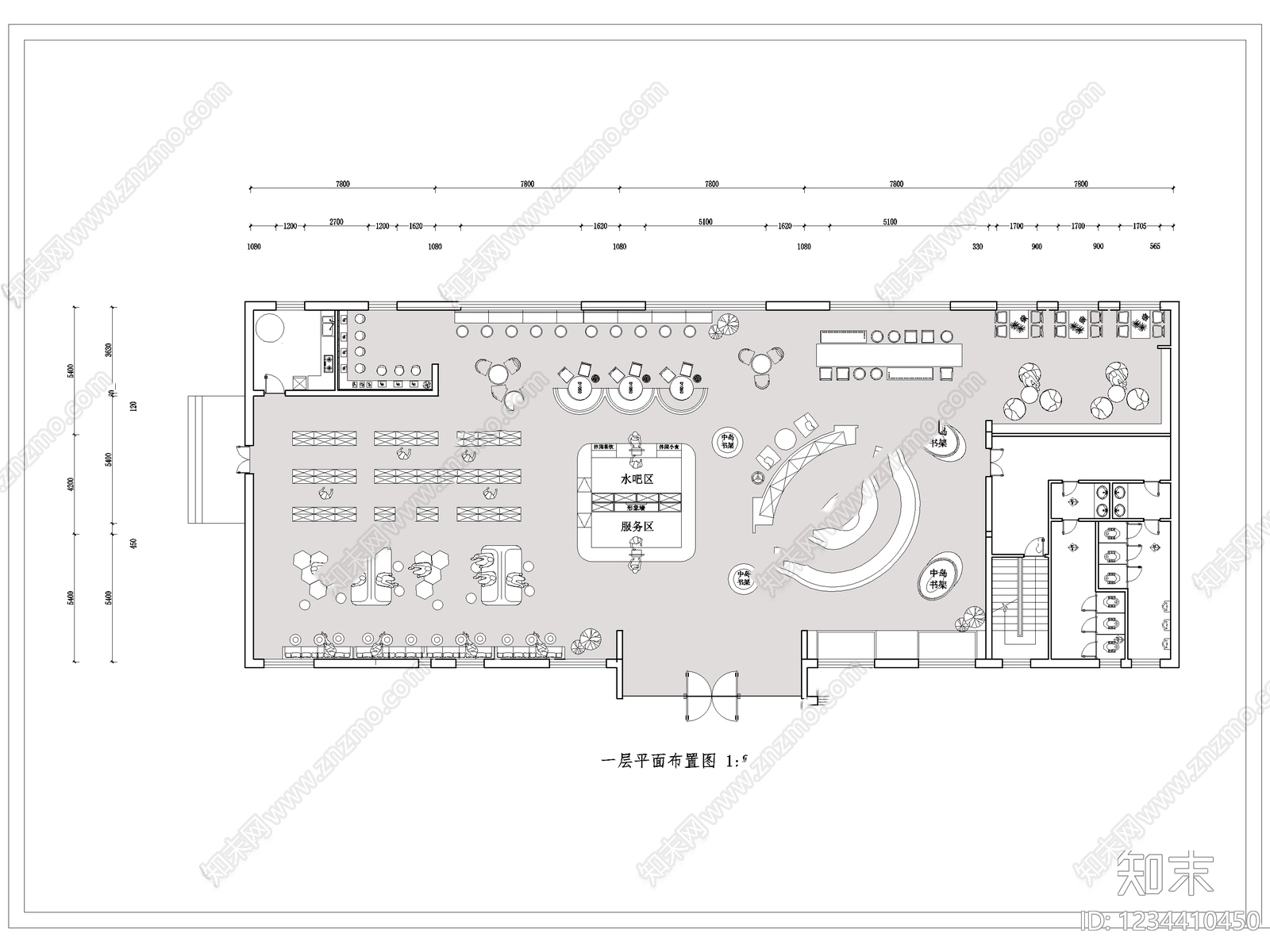书店cad施工图下载【ID:1234410450】