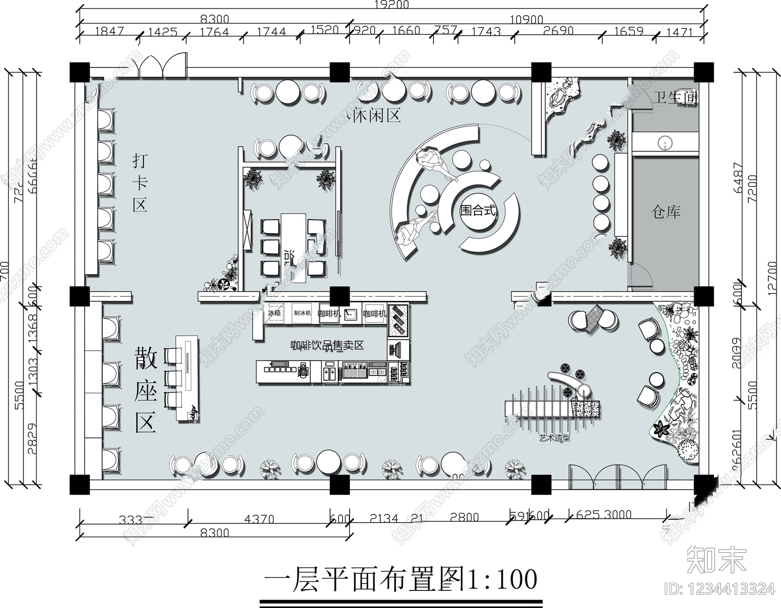 书店cad施工图下载【ID:1234413324】