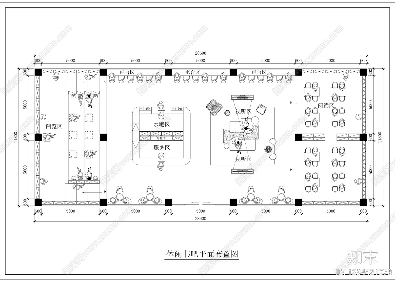 书店cad施工图下载【ID:1234421078】