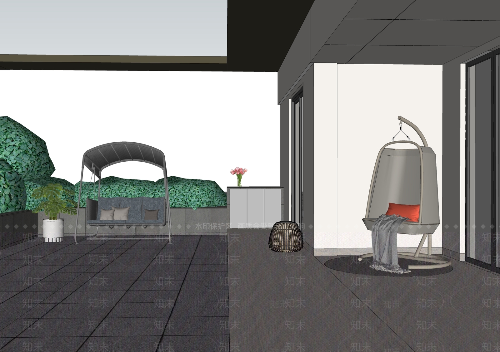 现代简约摇椅SU模型下载【ID:1234421212】