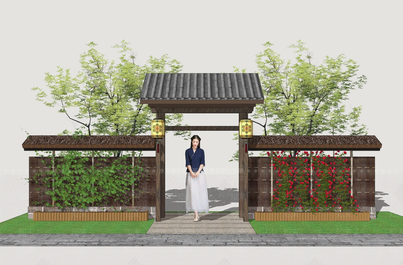 入口大门SU模型下载【ID:1234421896】