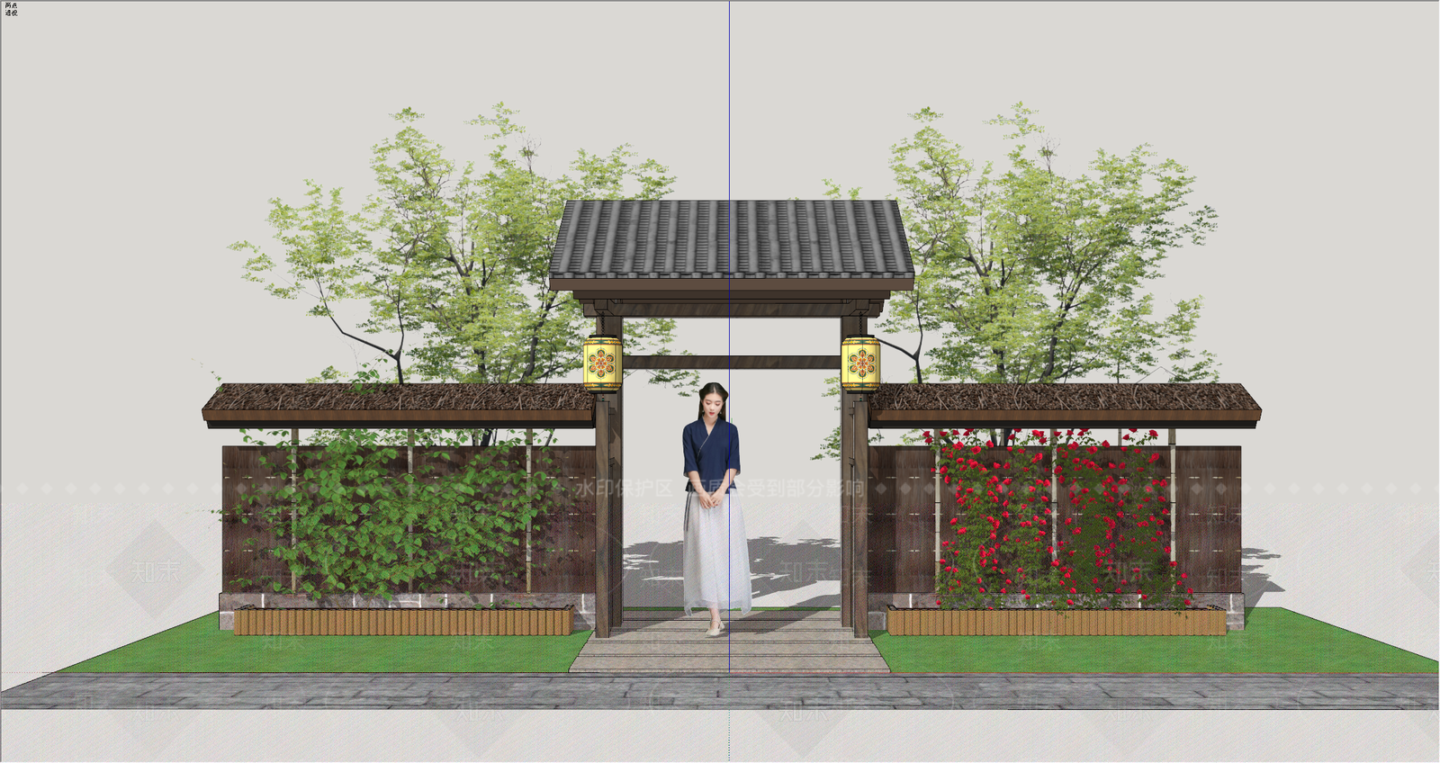 入口大门SU模型下载【ID:1234421896】