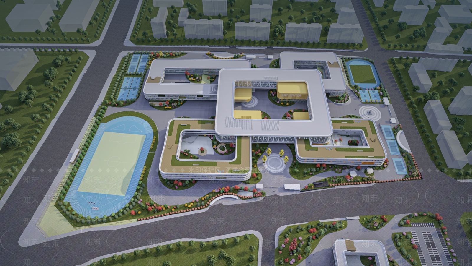 现代主义学校建筑SU模型下载【ID:1234437660】