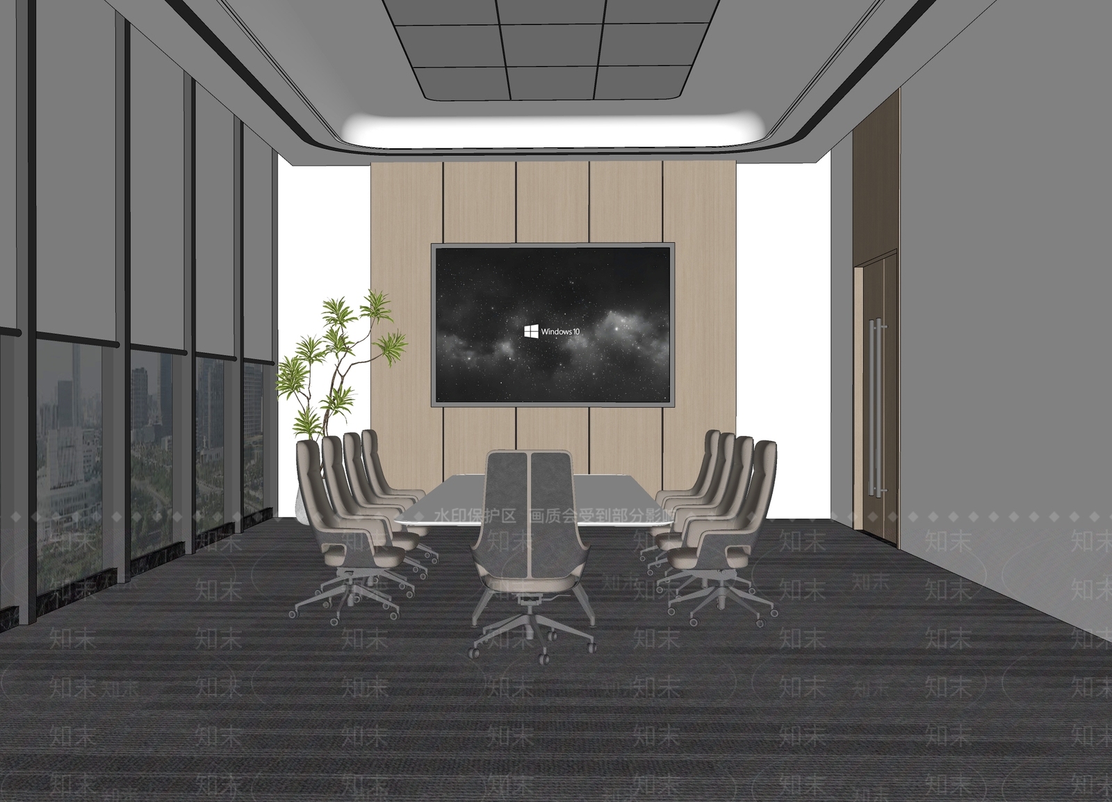 现代简约会议室SU模型下载【ID:1234453483】