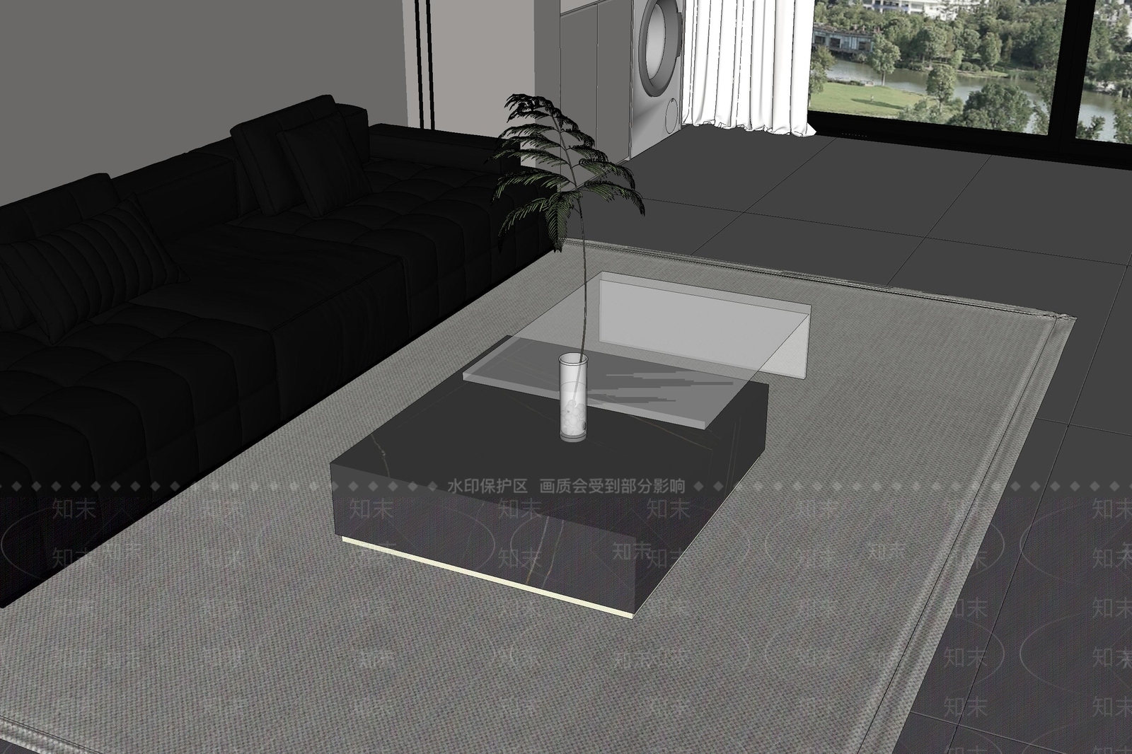 意式极简茶几SU模型下载【ID:1234456011】