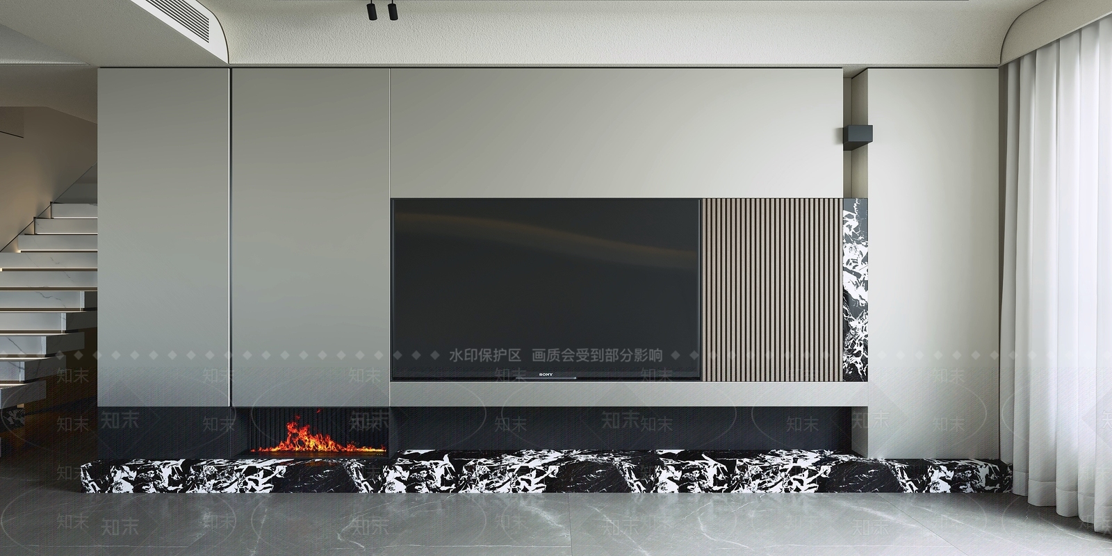 意式极简电视背景墙3D模型下载【ID:1234456774】