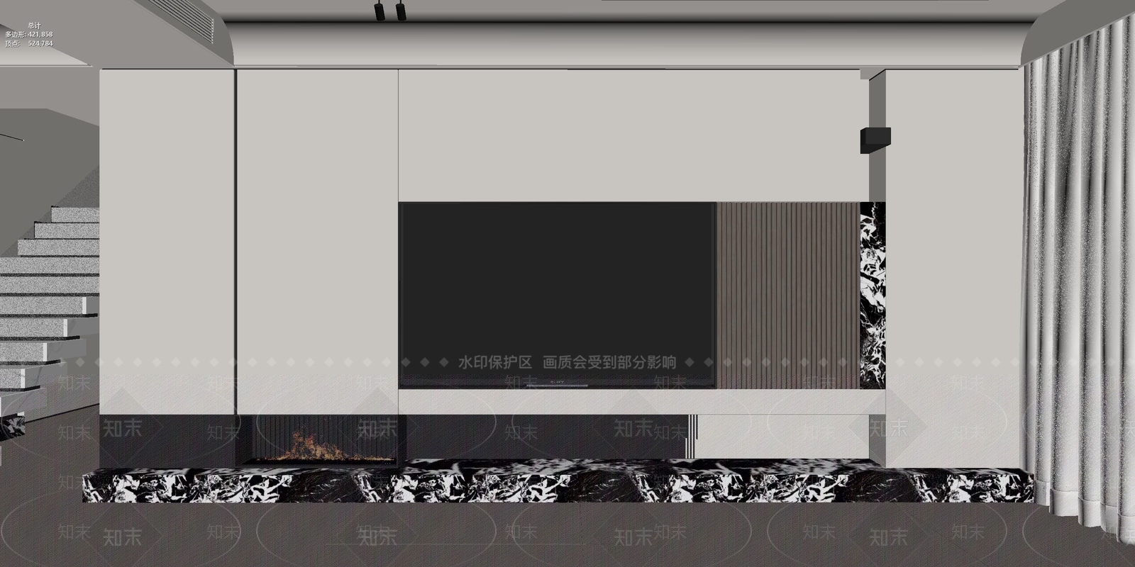 意式极简电视背景墙3D模型下载【ID:1234456774】