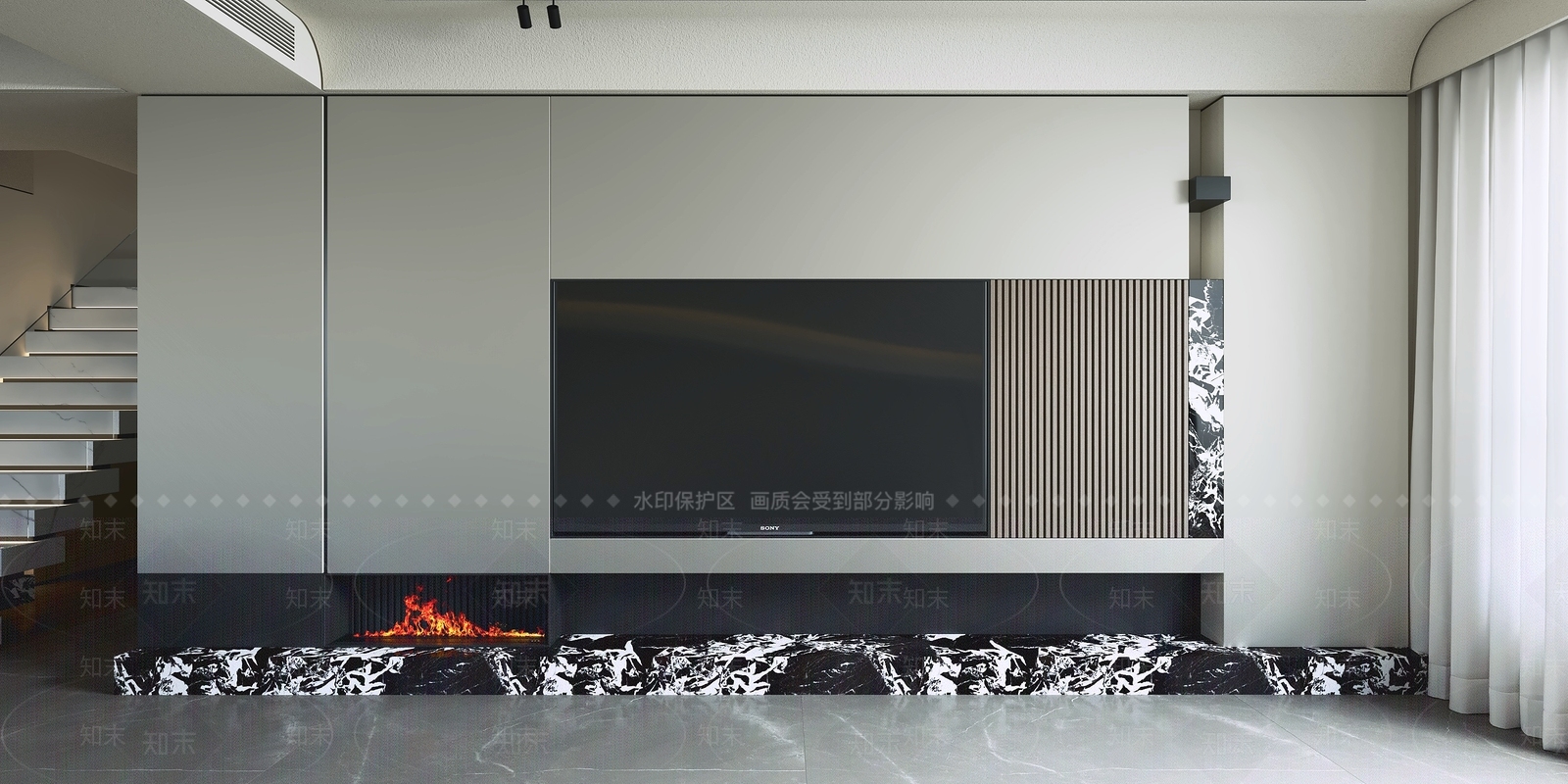 意式极简背景墙SU模型下载【ID:1234456801】