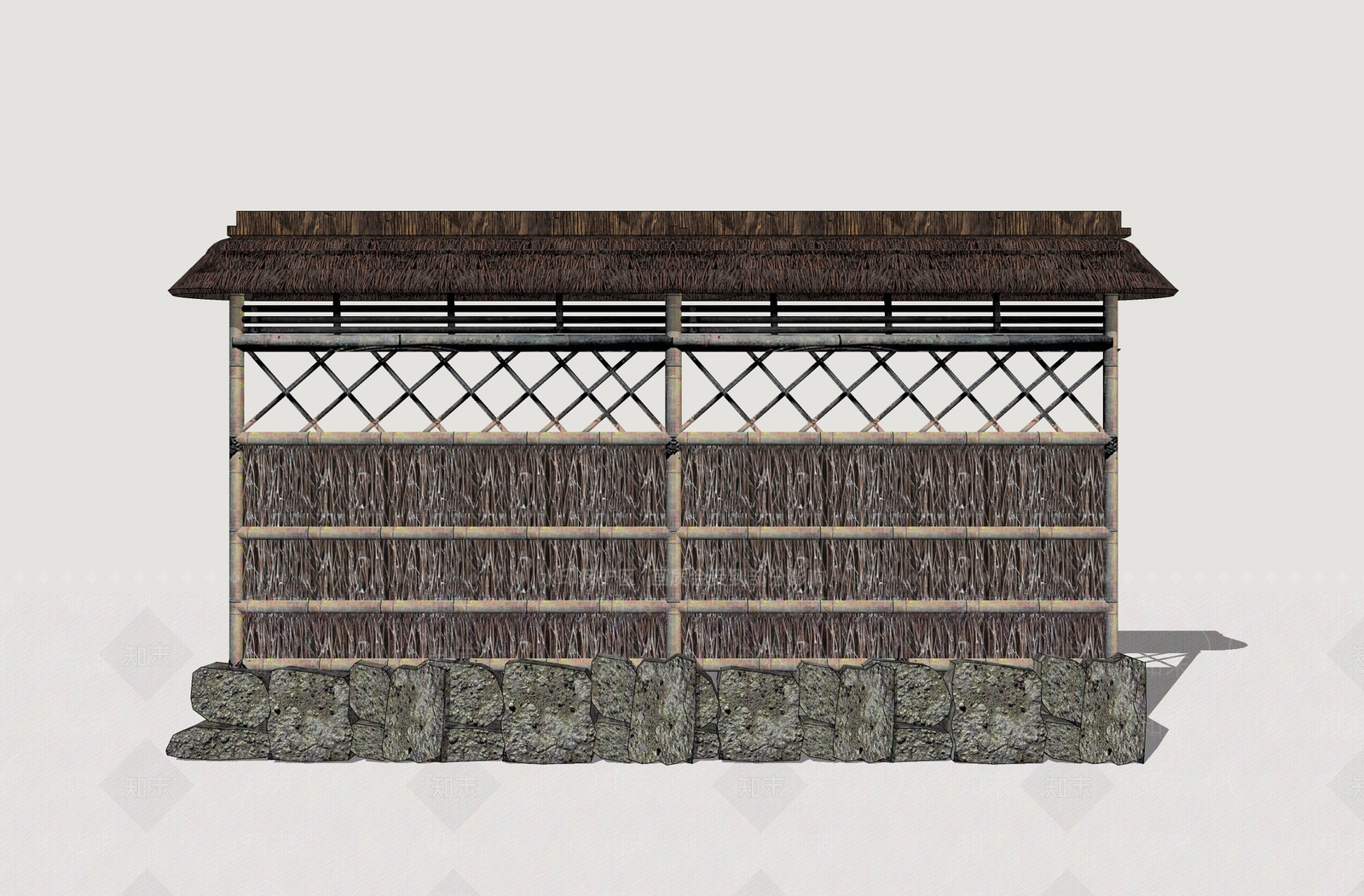 日式景墙SU模型下载【ID:1234469692】