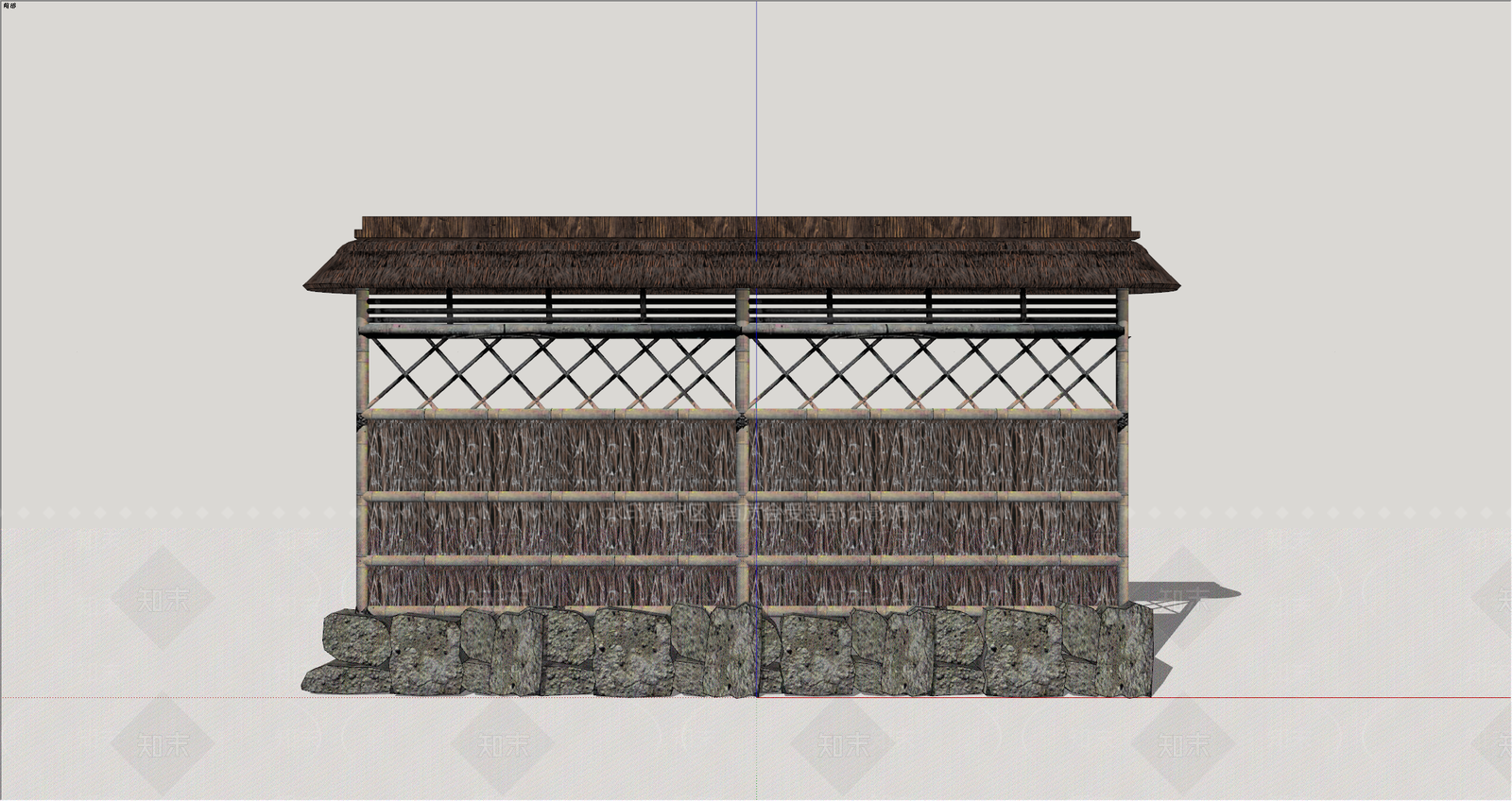 日式景墙SU模型下载【ID:1234469692】