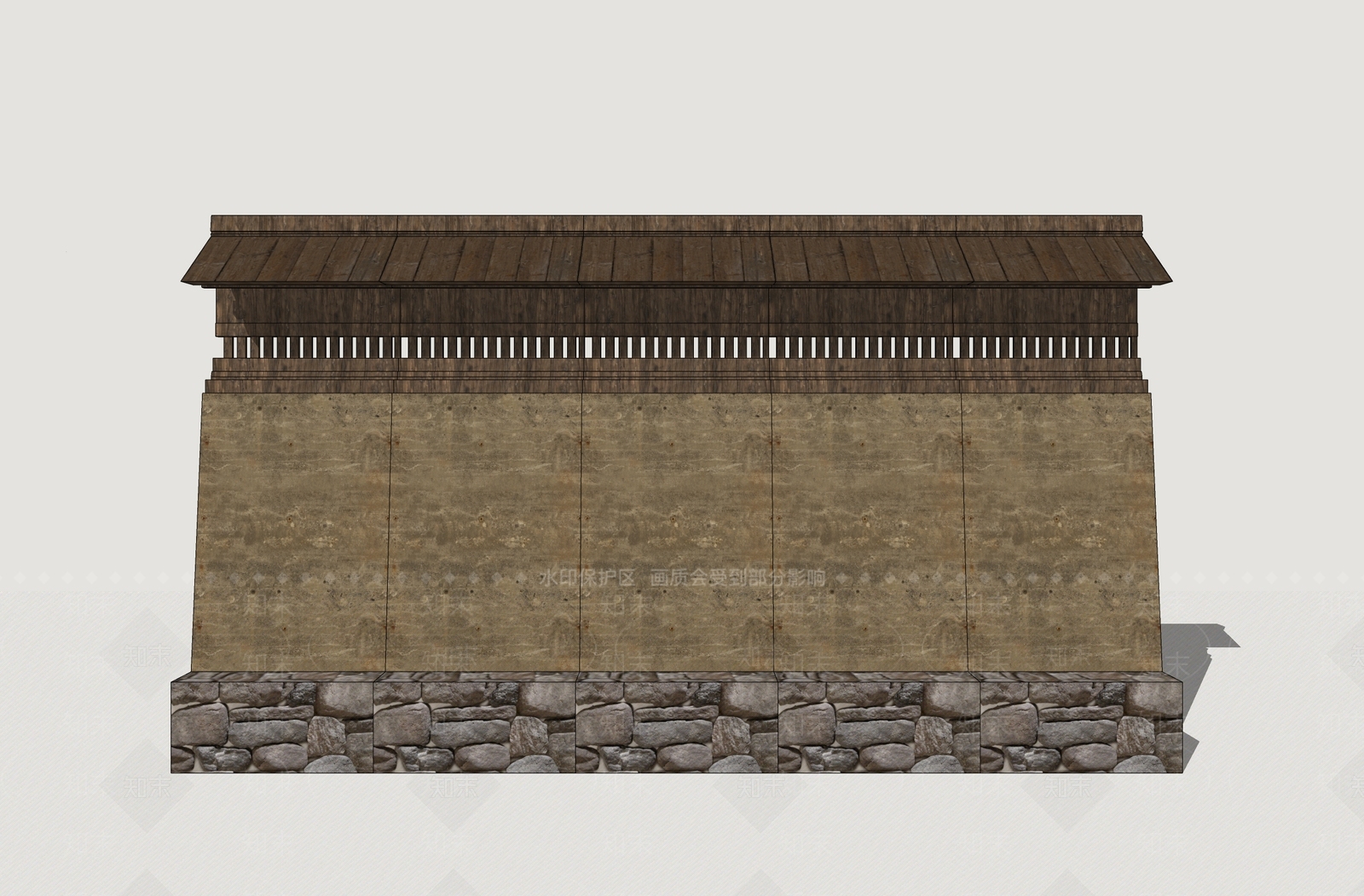 中式古建景墙SU模型下载【ID:1234469700】