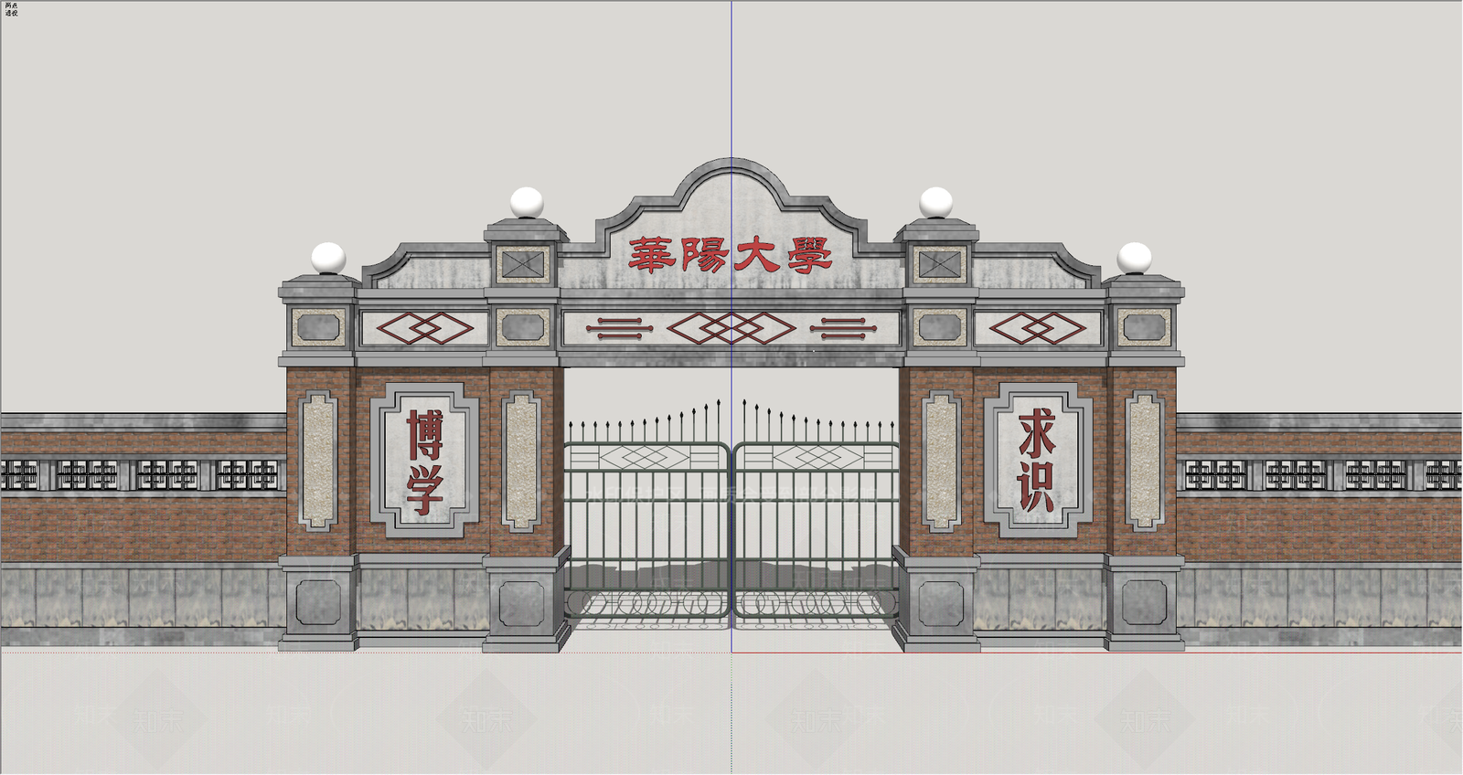 民国风入口大门SU模型下载【ID:1234469957】