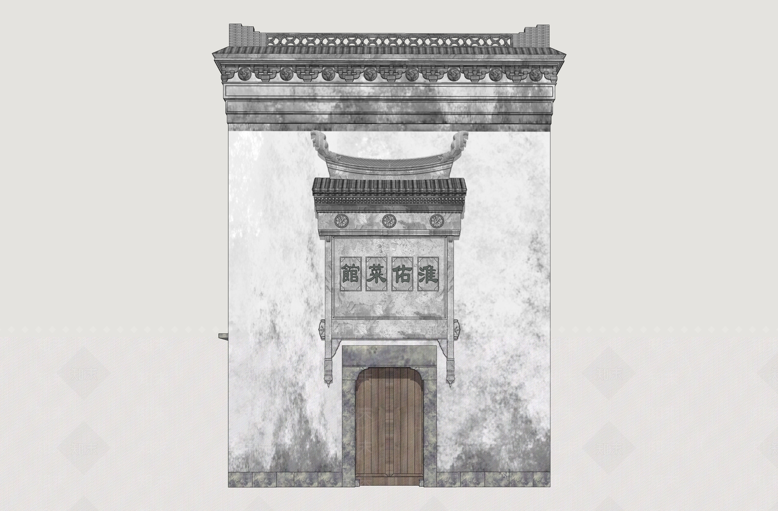 中式古建单开门SU模型下载【ID:1234470444】