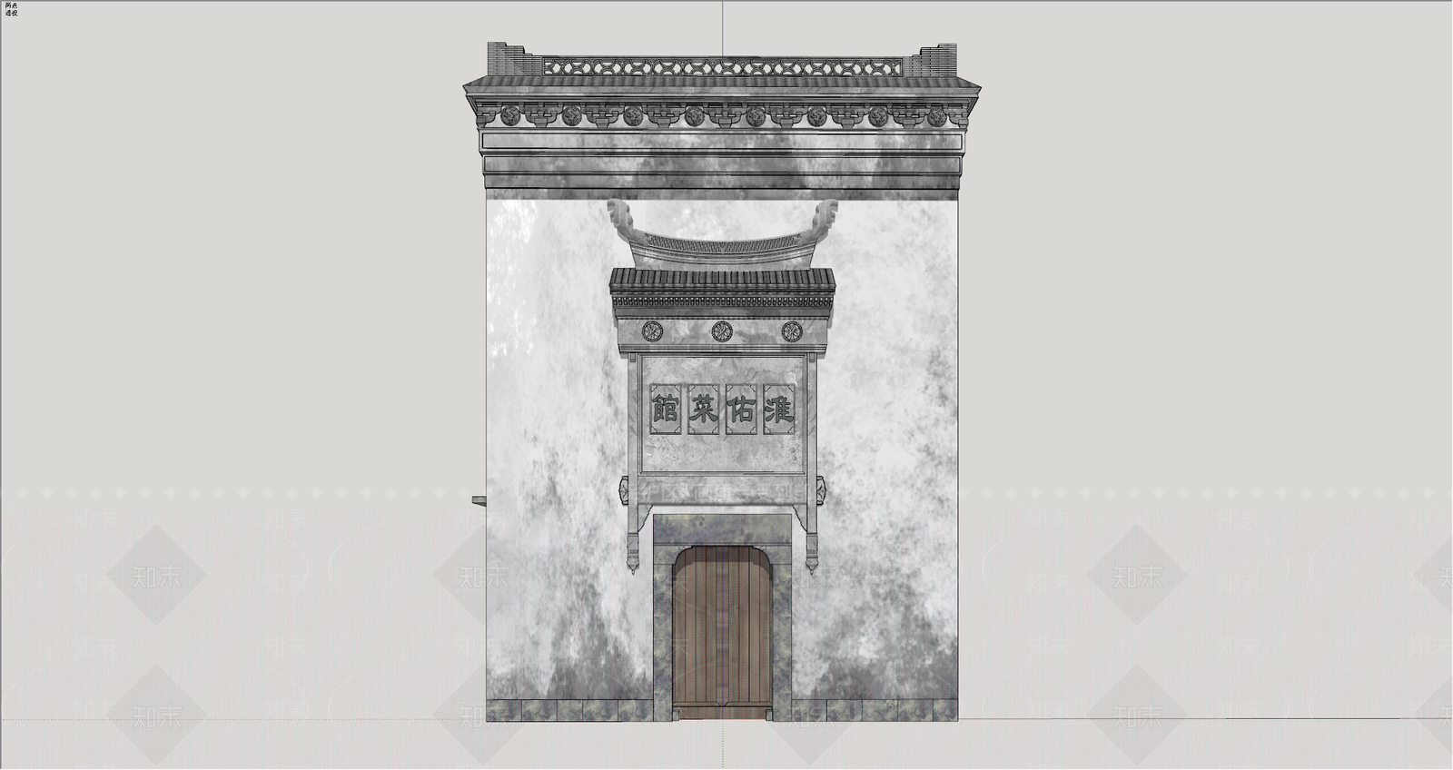 中式古建单开门SU模型下载【ID:1234470444】