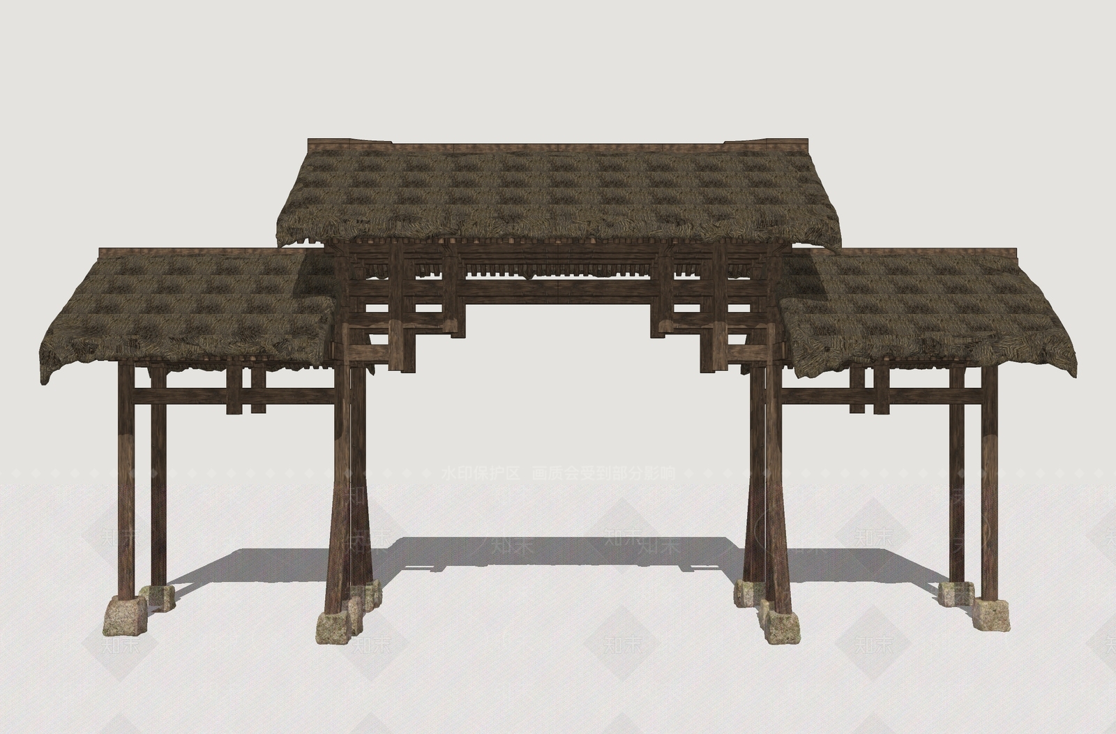 中式古建牌坊牌楼SU模型下载【ID:1234471652】
