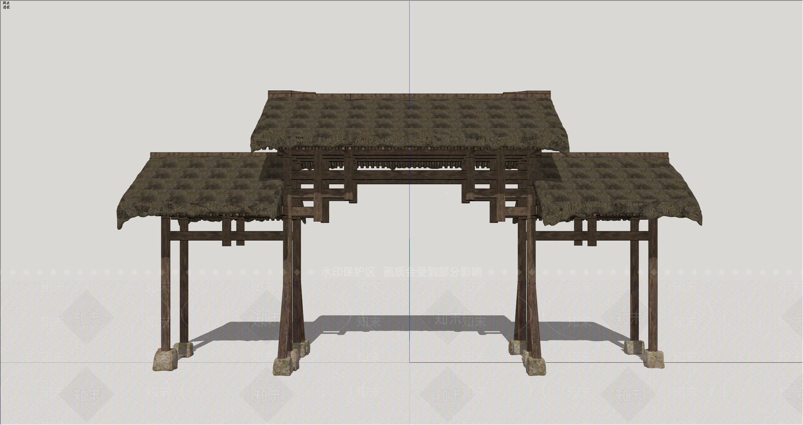 中式古建牌坊牌楼SU模型下载【ID:1234471652】