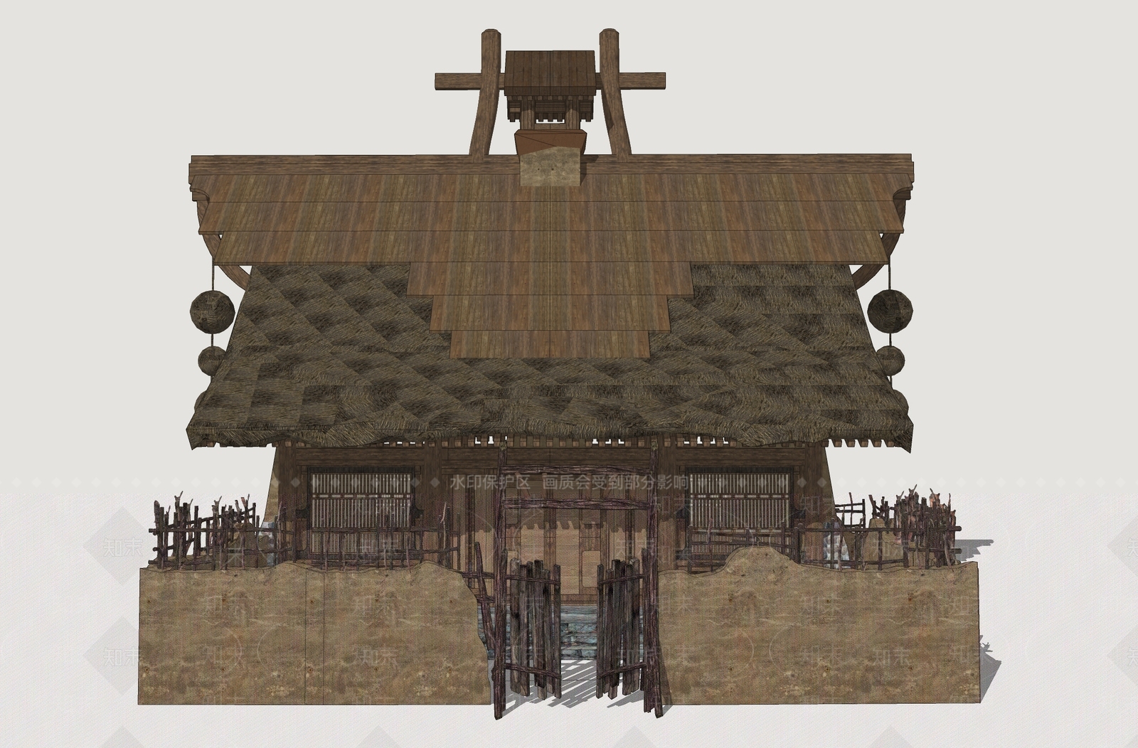 中式古建古建筑SU模型下载【ID:1234471777】