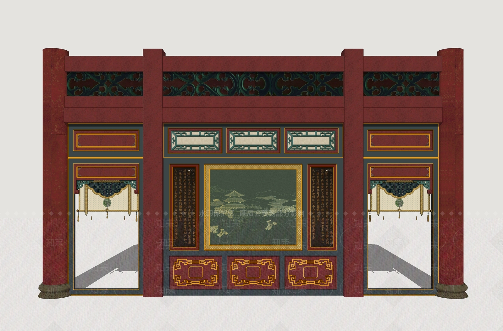中式艺术隔断SU模型下载【ID:1234471877】