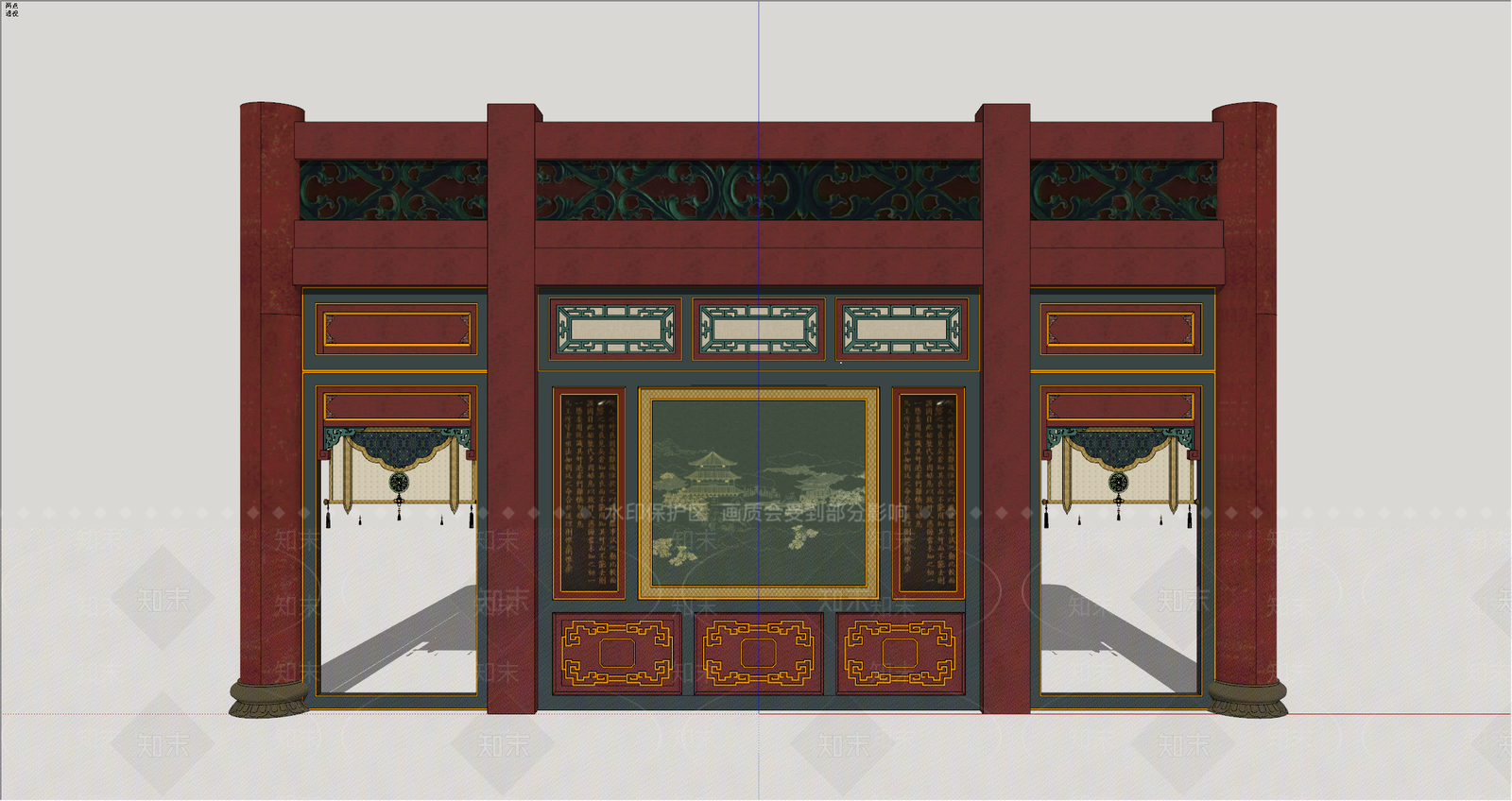 中式艺术隔断SU模型下载【ID:1234471877】