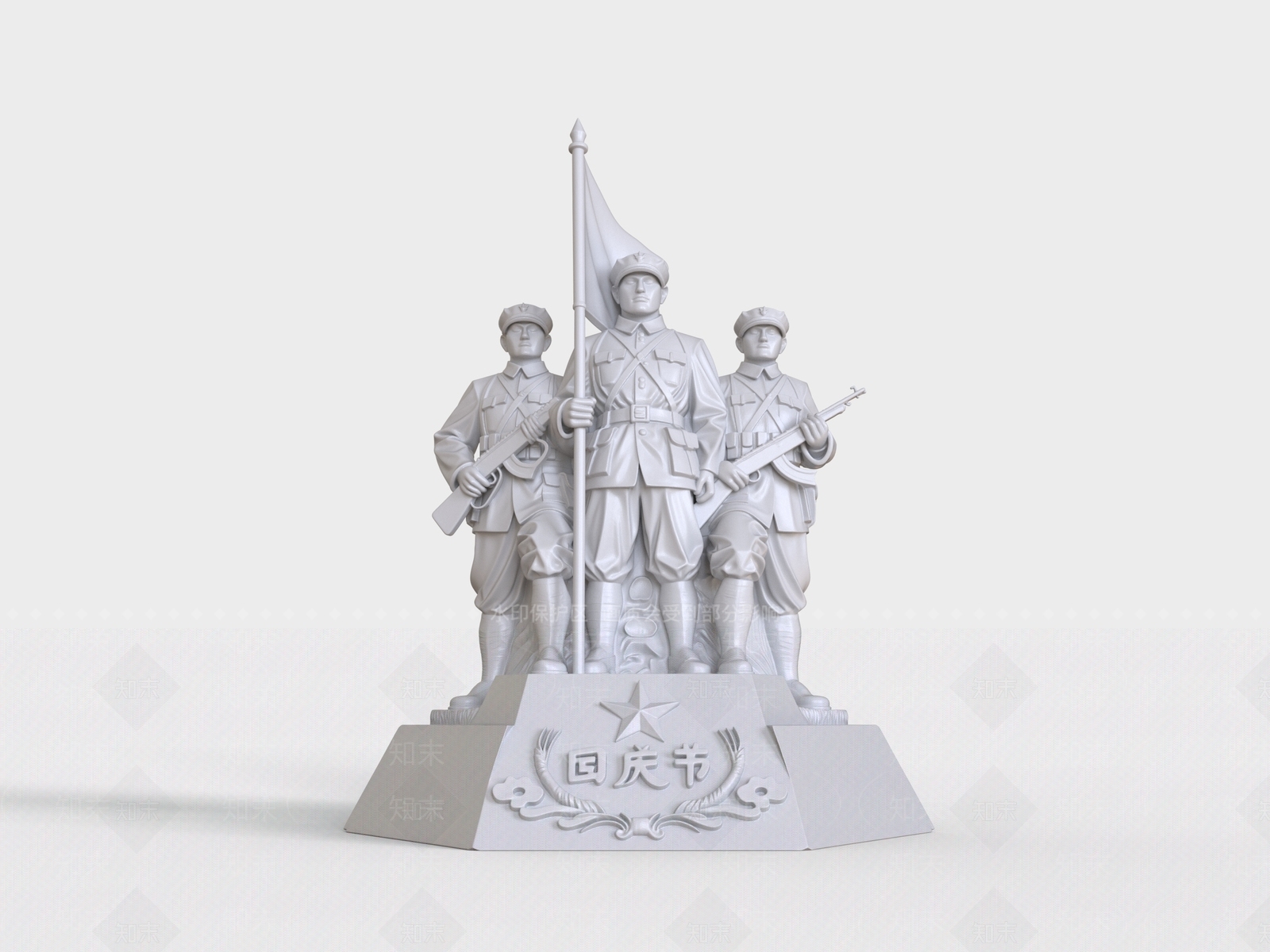 中式景观雕塑3D模型渲染效果图