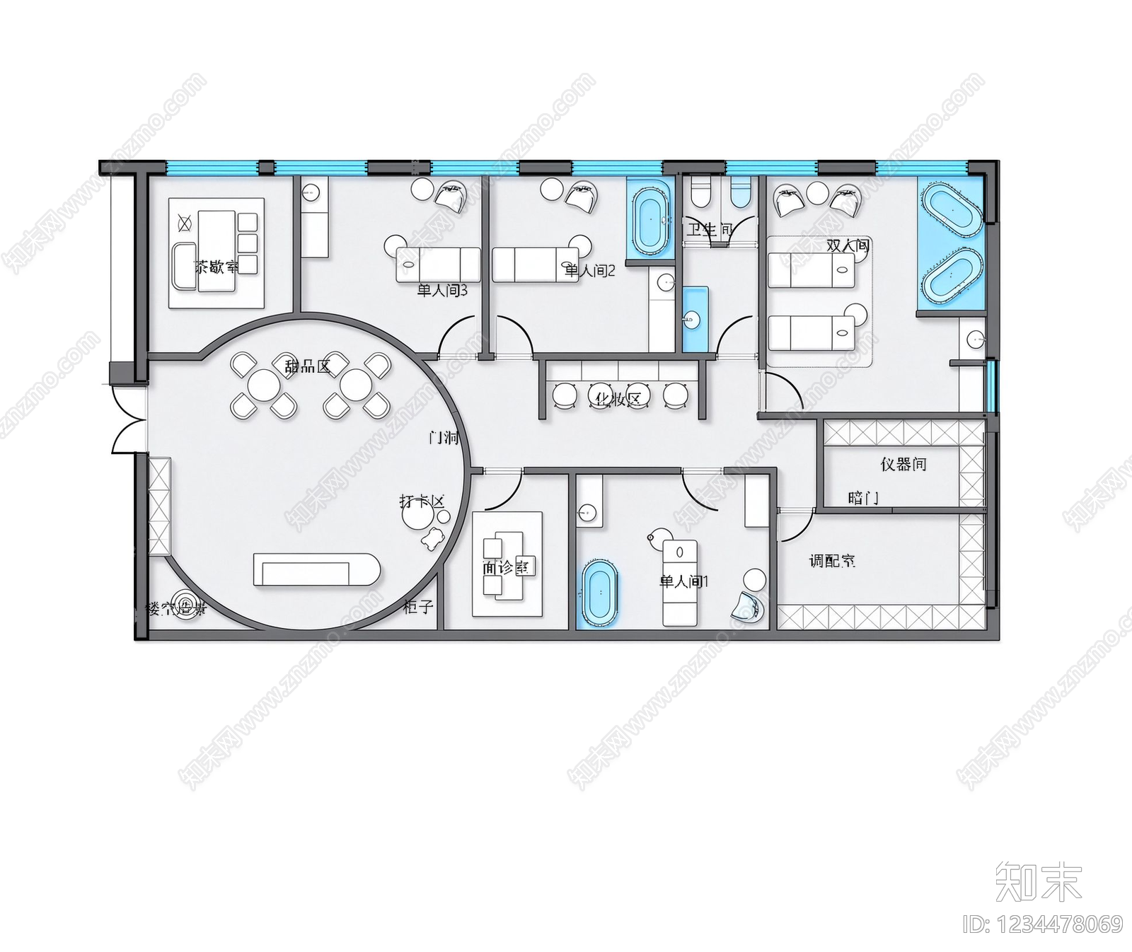 其他医疗空间cad施工图下载【ID:1234478069】
