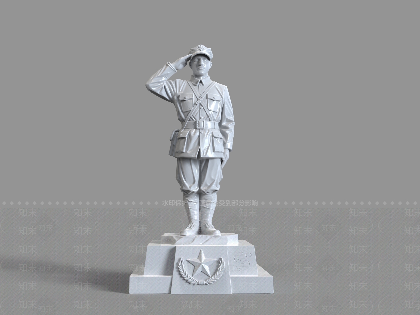 中式景观雕塑3D模型渲染效果图