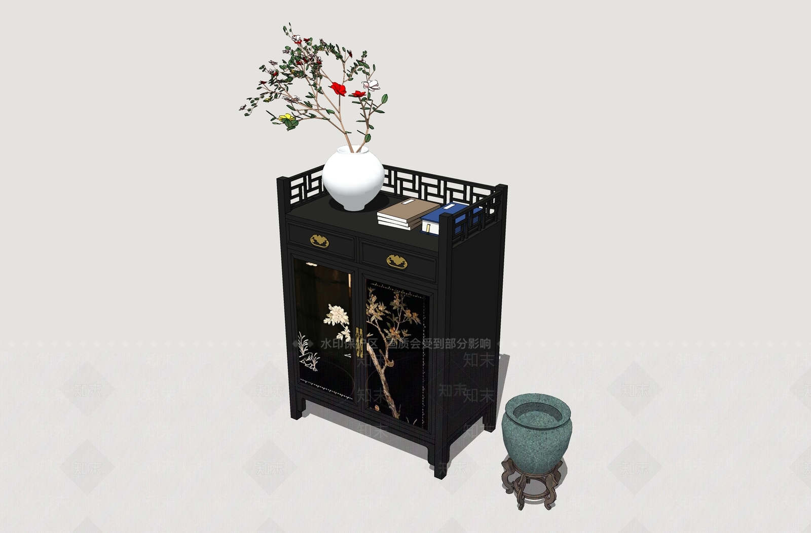 新中式储物柜SU模型下载【ID:1234483045】